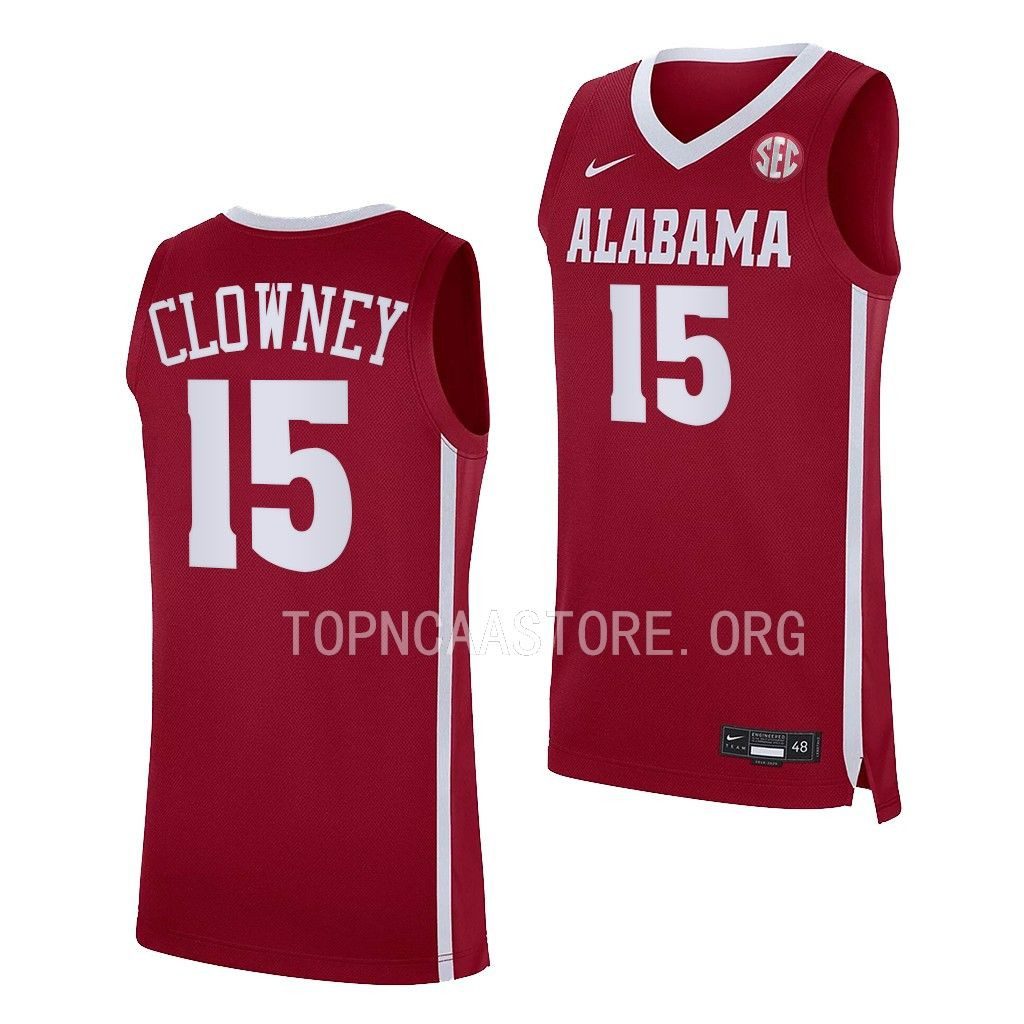 Men's Alabama Crimson Tide Noah Clowney #15 Replica Crimson NCAA College Basketball Jersey